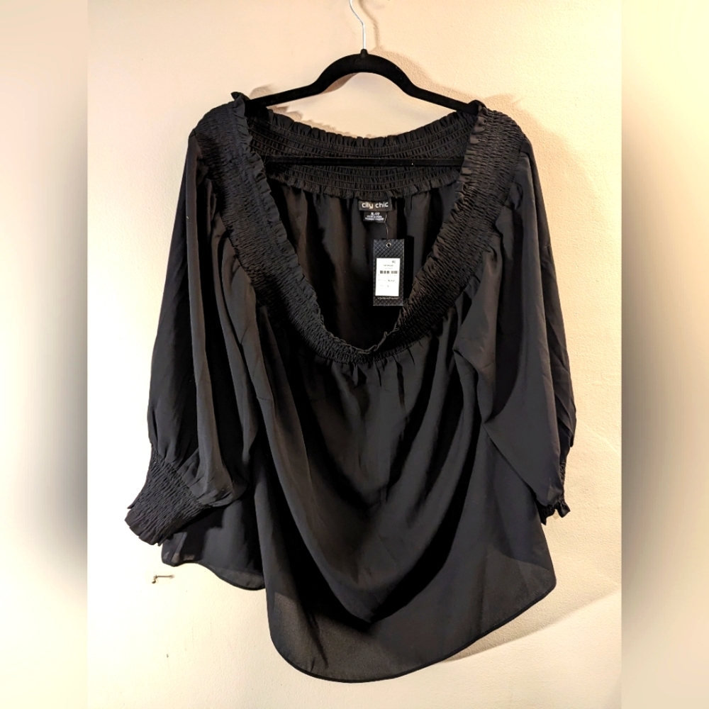 NWT City Chic off the shoulder chiffon top 22, 3x